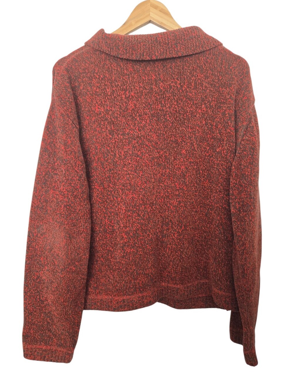 Vintage South Bay XL Red Marled Knit Collared Cardigan Sweater Y2K - Picture 6 of 6